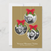 Elegante kerstversiering drie foto's feestdagenkaart (Voorkant)