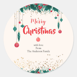 Elegante Kerstversiering Familie Ronde Sticker