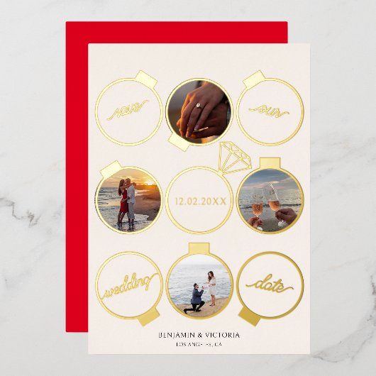 Elegante Kerstversiering Kerst Save the Date Folie Uitnodiging (Voorkant / Achterkant)