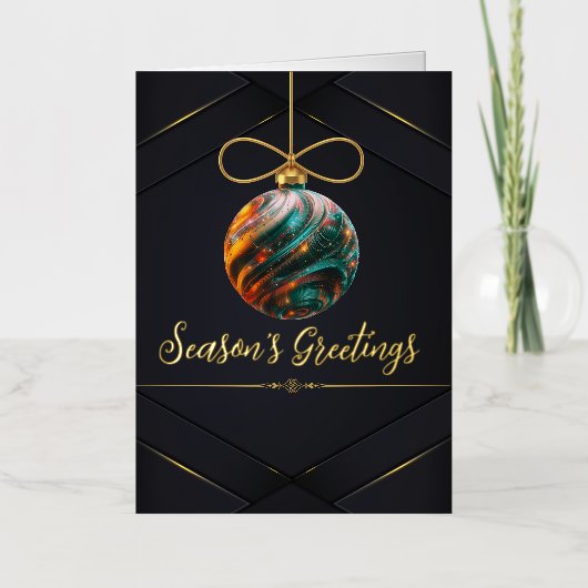 Elegante kerstversiering seizoen groeten folie wenskaart (Voorkant)