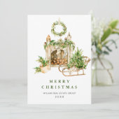 Elegante kerstversiering zakelijke groet feestdagenkaart (Staand voorkant)