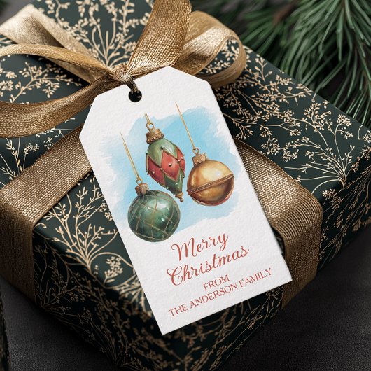 Elegante kerstversieringen cadeaulabel