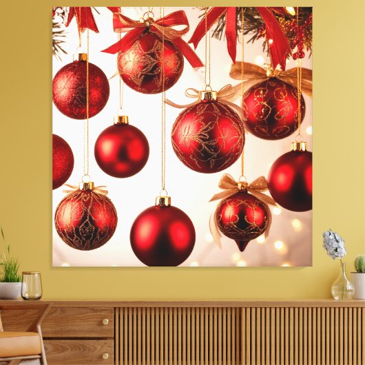 Elegante kerstversieringen canvas afdruk (Insitu (Woonkamer))