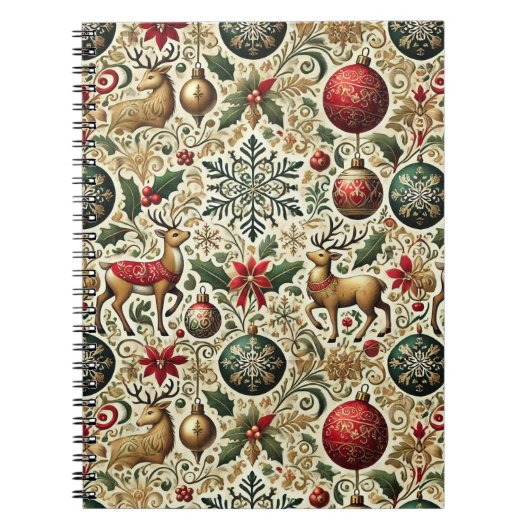 Elegante kerstversieringen en rendieren Notitieboe Notitieboek (Voorkant)