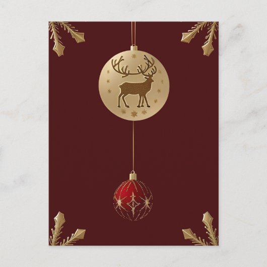 Elegante kerstversieringen feestdagenkaart (Voorkant)