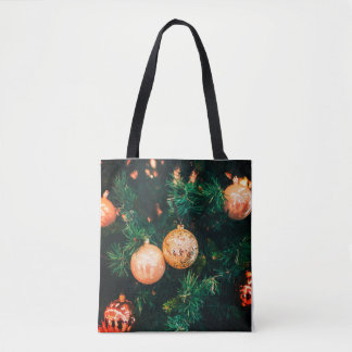 Elegante kerstversieringen op Evergreen boodschapp Tote Bag