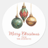 Elegante kerstversieringen ronde sticker (Voorkant)