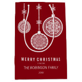 Elegante kerstversieringen rood medium cadeauzakje (Voorkant)