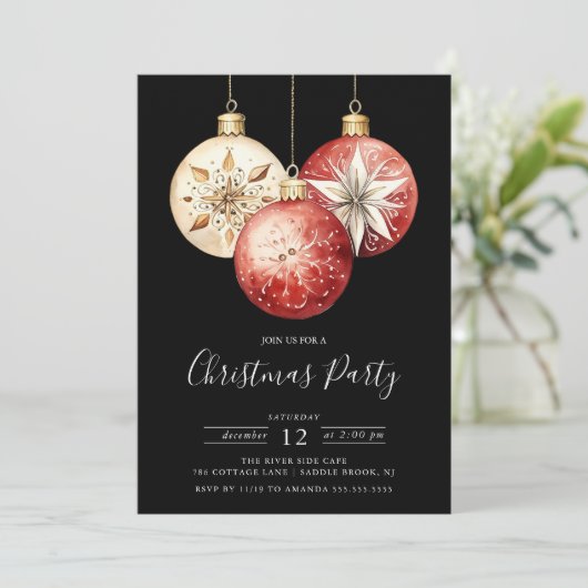 Elegante Kerstversieringen Vakantie Party Kaart (Staand voorkant)