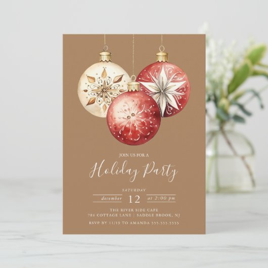 Elegante Kerstversieringen Vakantie Party Kaart (Staand voorkant)