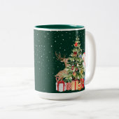 Elegante kerstvibes tweekleurige koffiemok (Voorkant rechts)
