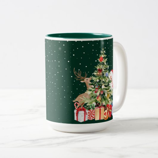Elegante kerstvibes tweekleurige koffiemok (Voorkant rechts)