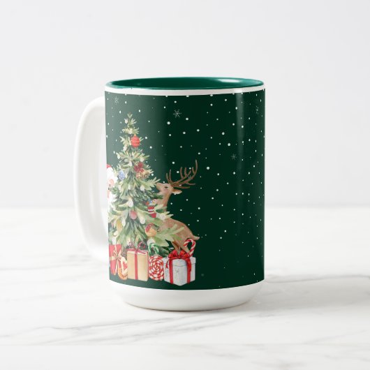 Elegante kerstvibes tweekleurige koffiemok (Voorkant links)