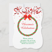 Elegante kerstviering op rood en wit kaart (Voorkant)