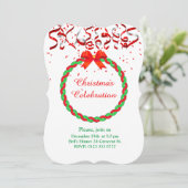 Elegante kerstviering op rood en wit kaart (Staand voorkant)