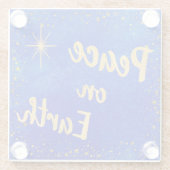 Elegante kerstvrede op aarde gouden sterren glazen onderzetter (Achterkant)