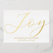 Elegante Kerstvreugde Wit Goud Folie Feestdagenkaart (Voorkant)