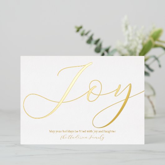 Elegante Kerstvreugde Wit Goud Folie Feestdagenkaart (Staand Voorkant)
