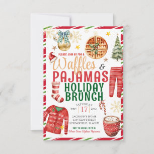 Elegante Kerstwafel Pyjama Vakantie Brunch Kaart