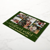 Elegante Kerstwensen Familie Fotocollage Folie Feestdagenkaart (Gedraaid)