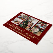 Elegante Kerstwensen Familie Fotocollage Folie Feestdagenkaart (Gedraaid)