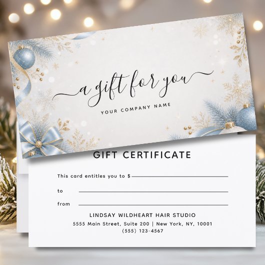 Elegante kerstzakelijke cadeaubon