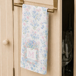 Elegante Keukenhanddoeken met Bloemmotief en Monog