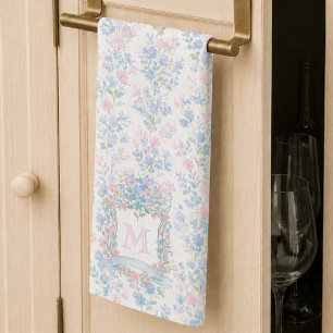 Elegante Keukenhanddoeken met Bloemmotief en Monog