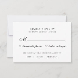 Elegante keuze uit maaltijden voor trouw-RSVP in z RSVP Kaartje