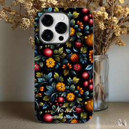 Elegante Khokhloma Bloemen in rijke, levendige kle Case-Mate iPhone 14 Pro Hoesje