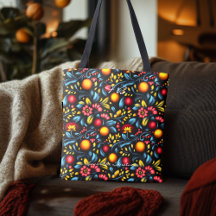 Elegante Khokhloma Geïnspireerd Bloemen Canvas tas