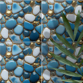 Elegante kiezels met blauwe witte en gouden accent tegeltje