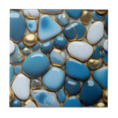 Elegante kiezels met blauwe witte en gouden accent tegeltje (Voorkant)