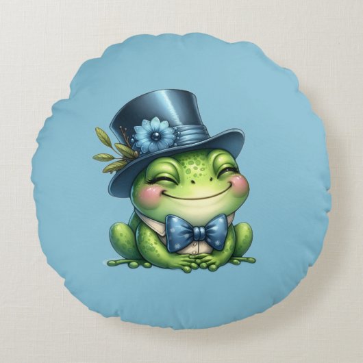 Elegante Kikker Rond Kussen (Voorkant)