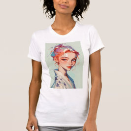 Elegante Kimono Meisje Esthetische Anime Portret T T-shirt