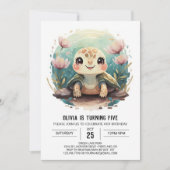 Elegante Kinder Turtle Meisje Verjaardag Kaart (Voorkant)