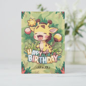Elegante Kinderen Giraffe Verjaardag Kaart (Staand voorkant)