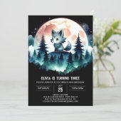 Elegante kinderen Wolf Verjaardag Kaart (Staand voorkant)