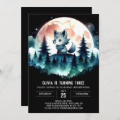 Elegante kinderen Wolf Verjaardag Kaart (Voorkant / Achterkant)