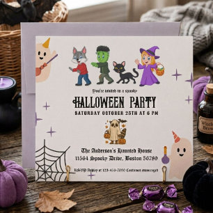 Elegante kinderkostuumfeest Halloween Kaart