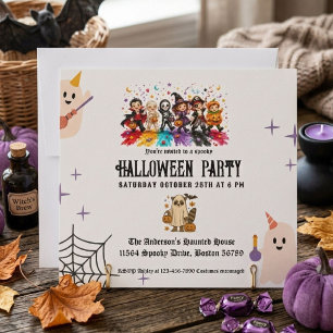 Elegante kinderkostuumfeest Halloween Kaart