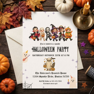 Elegante kinderkostuumfeest Halloween Kaart