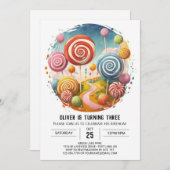 Elegante kinderlolly Verjaardag Kaart (Voorkant / Achterkant)