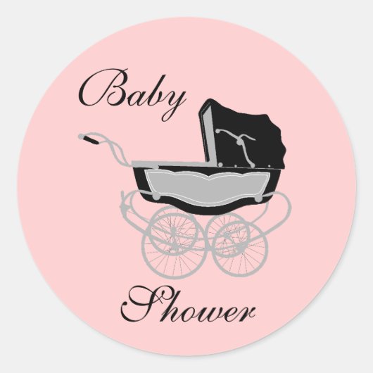Elegante kinderwagen Baby shower Sticker (Voorkant)