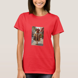 Elegante kip gekleed met een jas T-shirt