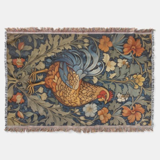 Elegante kip William Morris geïnspireerd door bloe Deken (Voorkant)