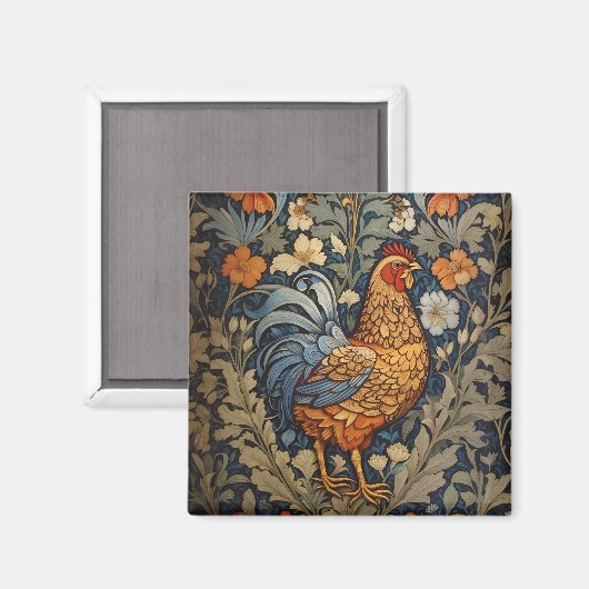 Elegante kip William Morris geïnspireerd door bloe Magneet (Voorkant / Achterkant)