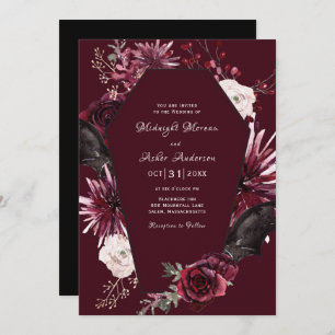 Elegante kist Floral Gothic Halloween bruiloft Kaart