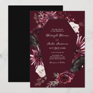 Elegante kist Floral Gothic Halloween bruiloft Kaart