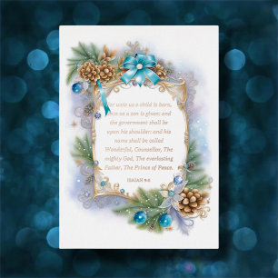 Elegante KJV Jesaja Verse Christelijke Kerst Folie Feestdagenkaart